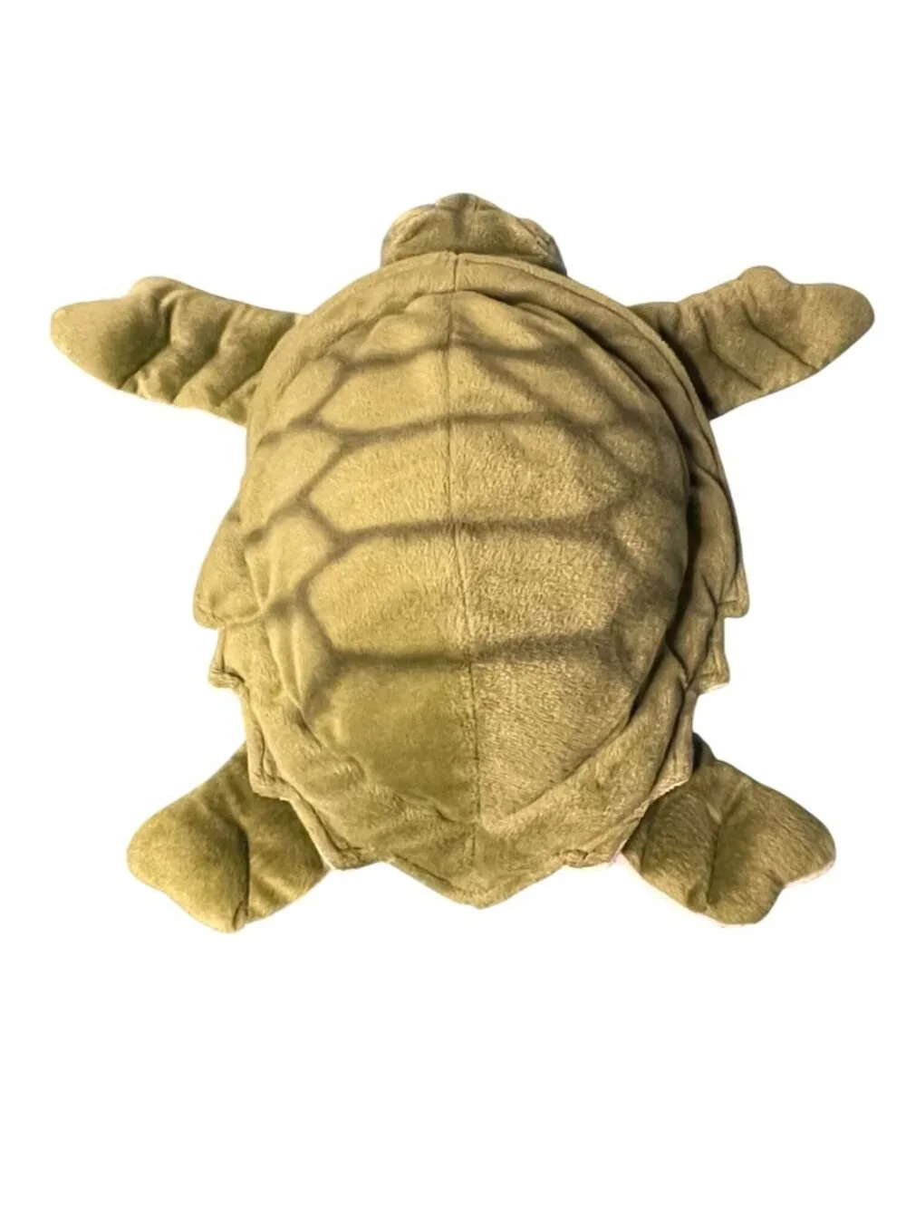 Plush Sea Turtle Stuffed Animal By Hysun Toys - Green & Cream - Soft Polyester -